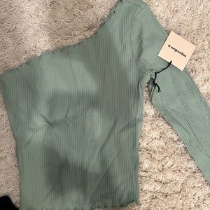 Unworn green one sleeve long sleeve t shirt superdown brand